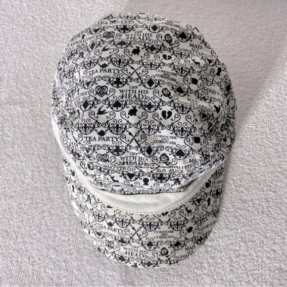 Disney Alice In Wonderland Cream Black All Over Print Hat - Picture 3 of 11